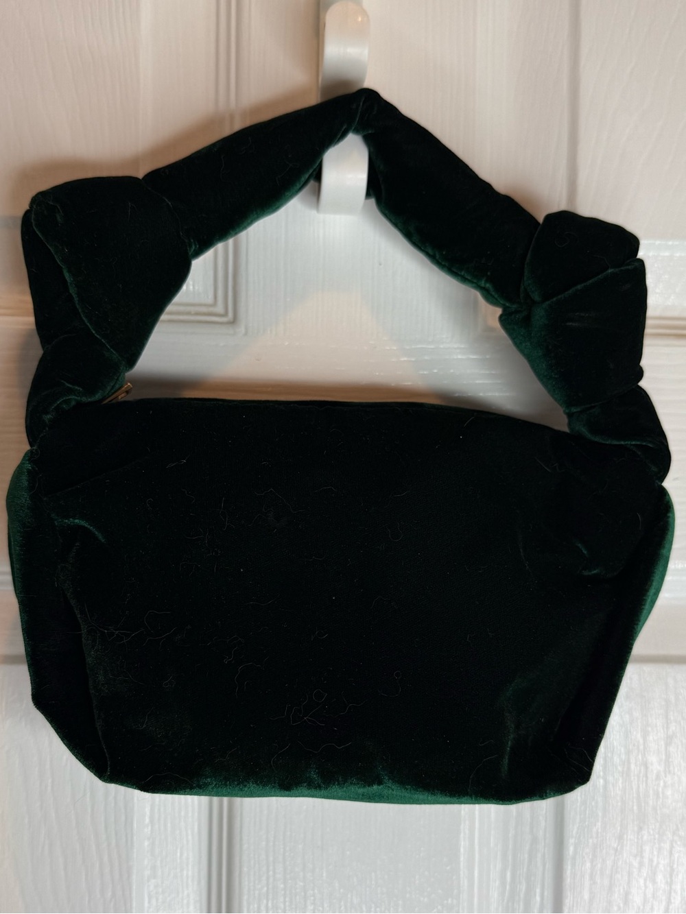 J CREW VELVET DOUBLE KNOT HANDBAG EMERALD FOREST GREEN